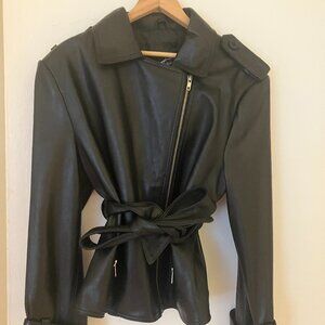 Tiziana Black Leather jacket (New, Large)